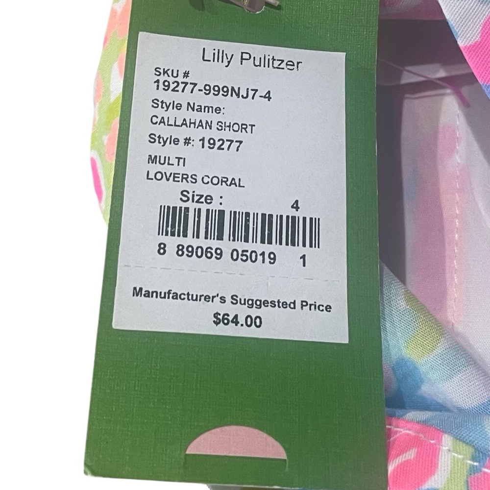 NWT - Lilly Pulitzer Pink and Blue Shorts Vibrant Tropical Print - Size 4 - Picture 4 of 5